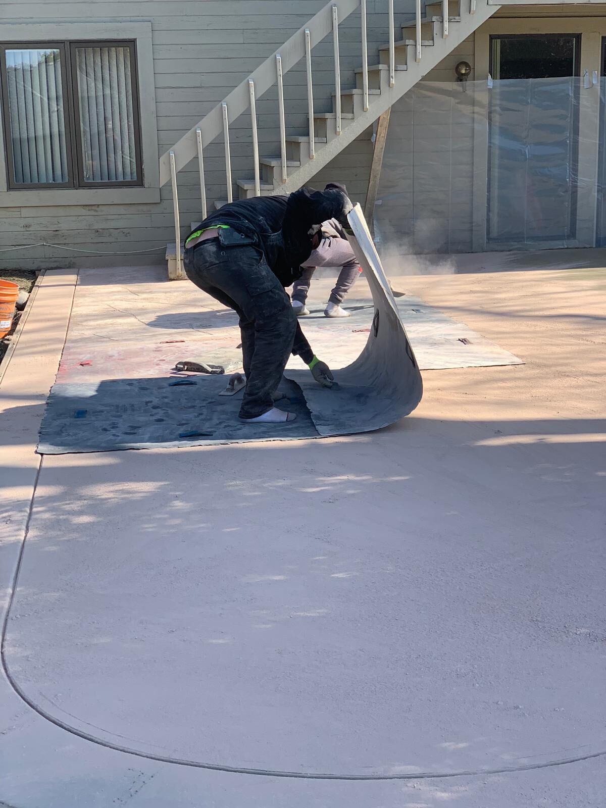 Fresh concrete patio pour
